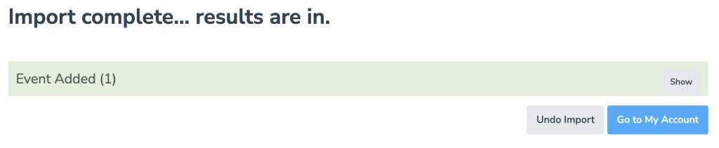CSV successful event import 